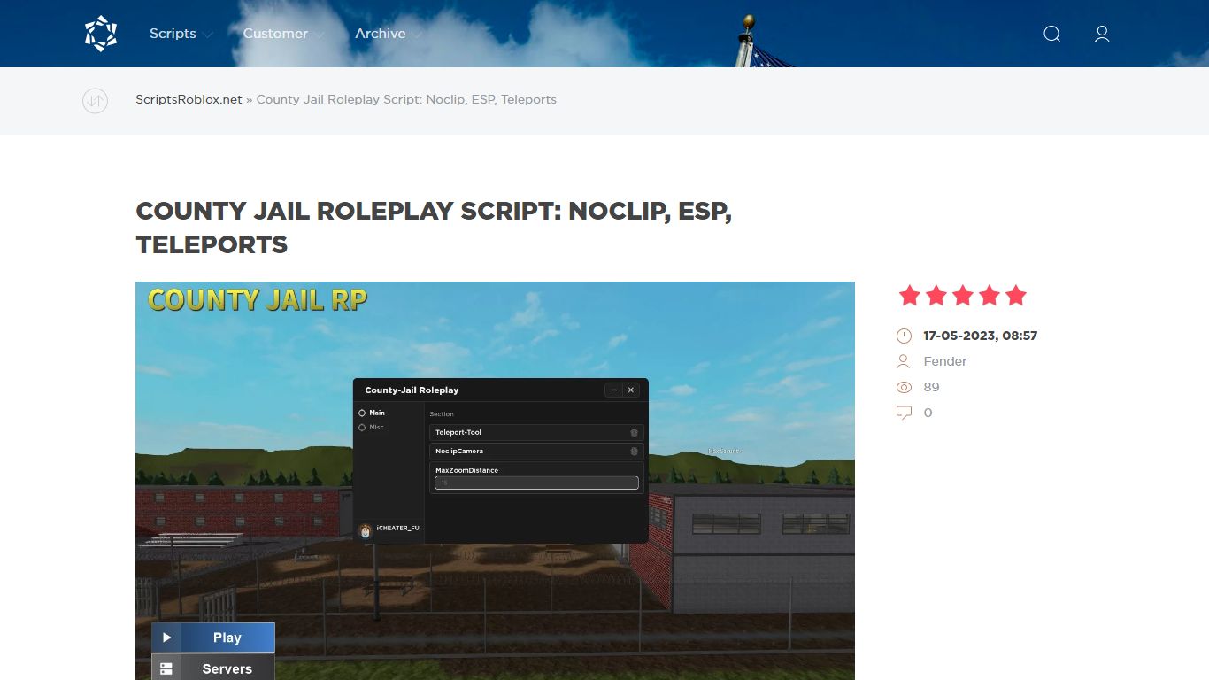 County Jail Roleplay Script: Noclip, ESP, Teleports